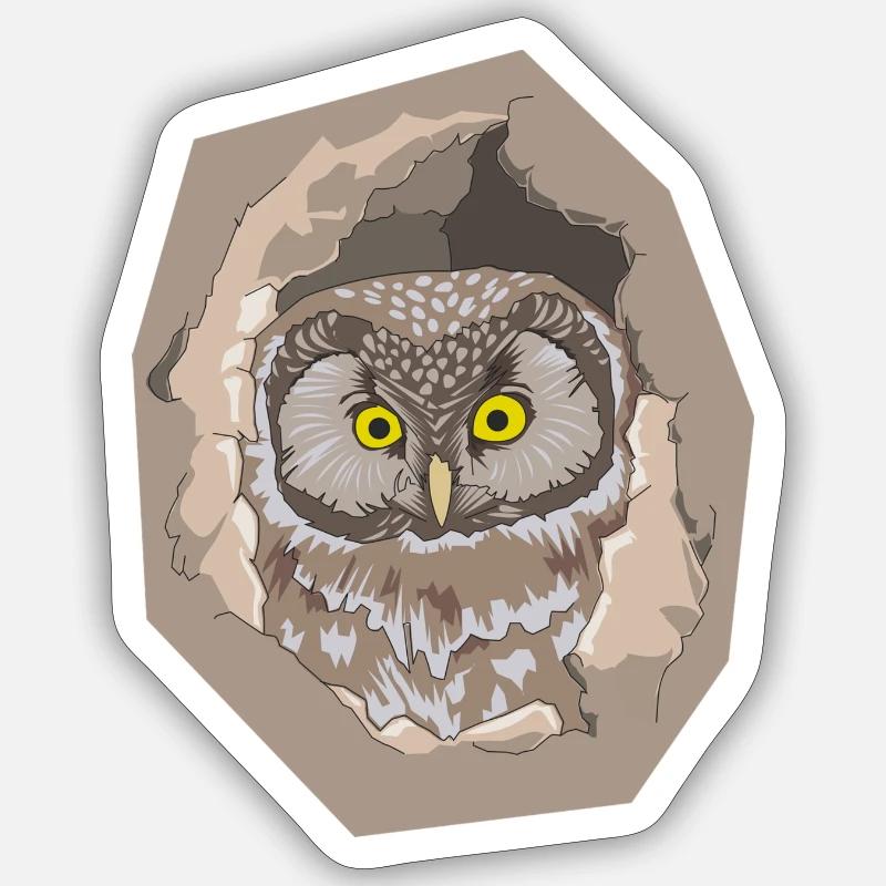 Eule - Sticker Größe S (10 x 10 cm) - Mattweiß