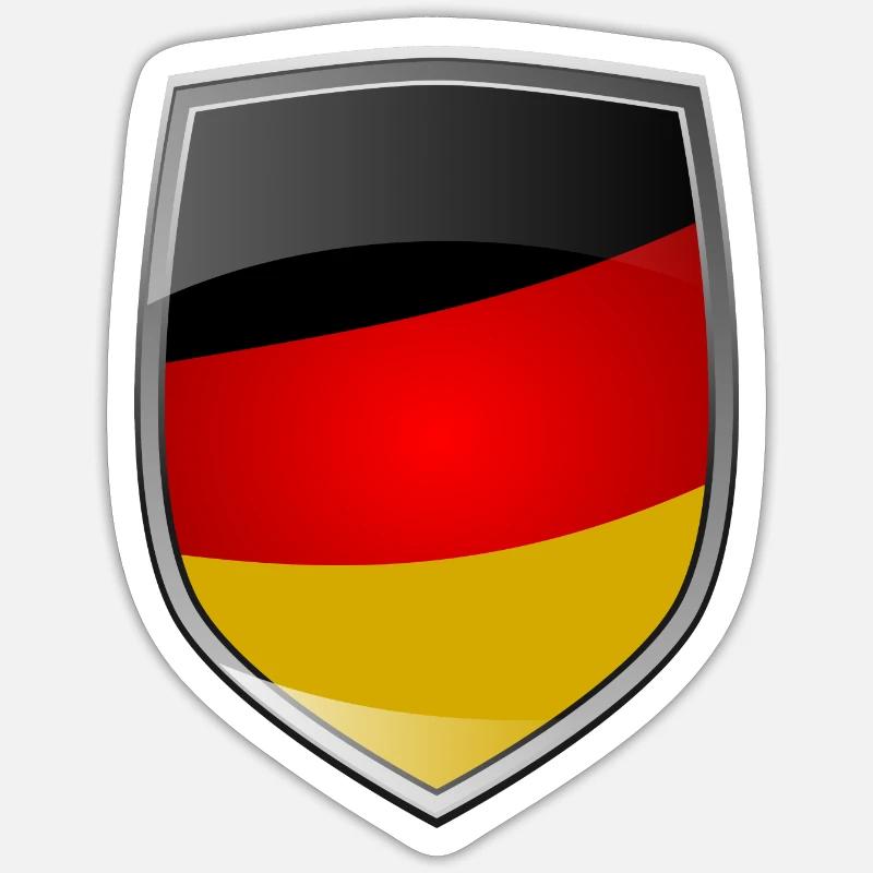 Shield with German Flag - Sticker Größe S (10 x 10 cm) - Mattweiß