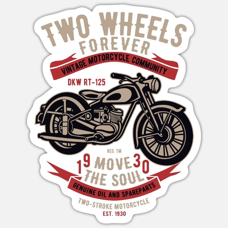 Two Wheels Forever Motorrad Sticker Größe S (10 x 10 cm)