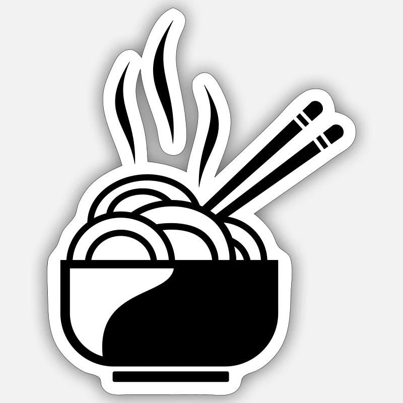 Nudeln mit Stäbchen - Sticker Größe S (10 x 10 cm) - Mattweiß