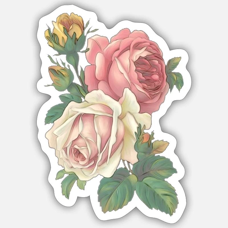 Rose - Sticker Größe S (10 x 10 cm) - Mattweiß
