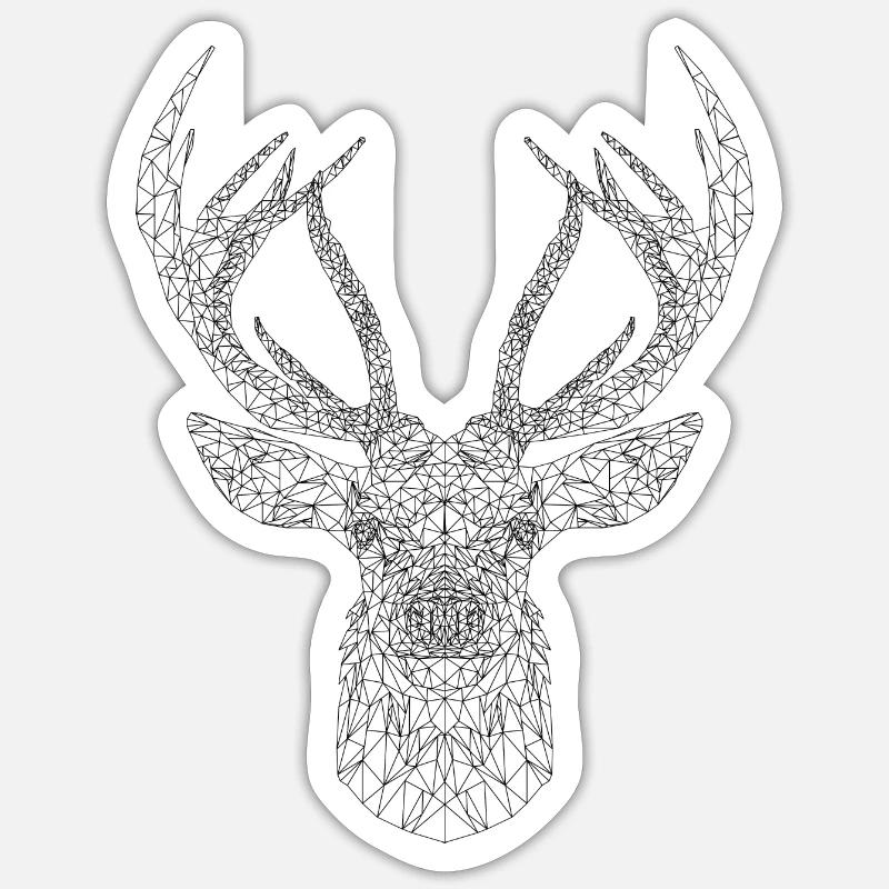 cerf trait - Sticker taille S (10 x 10 cm) - blanc mat