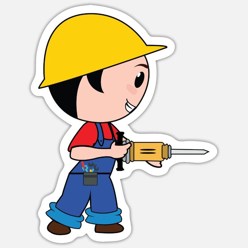construction worker bauarbeiter strassenbau tierfb Sticker Größe S (10 x 10 cm)