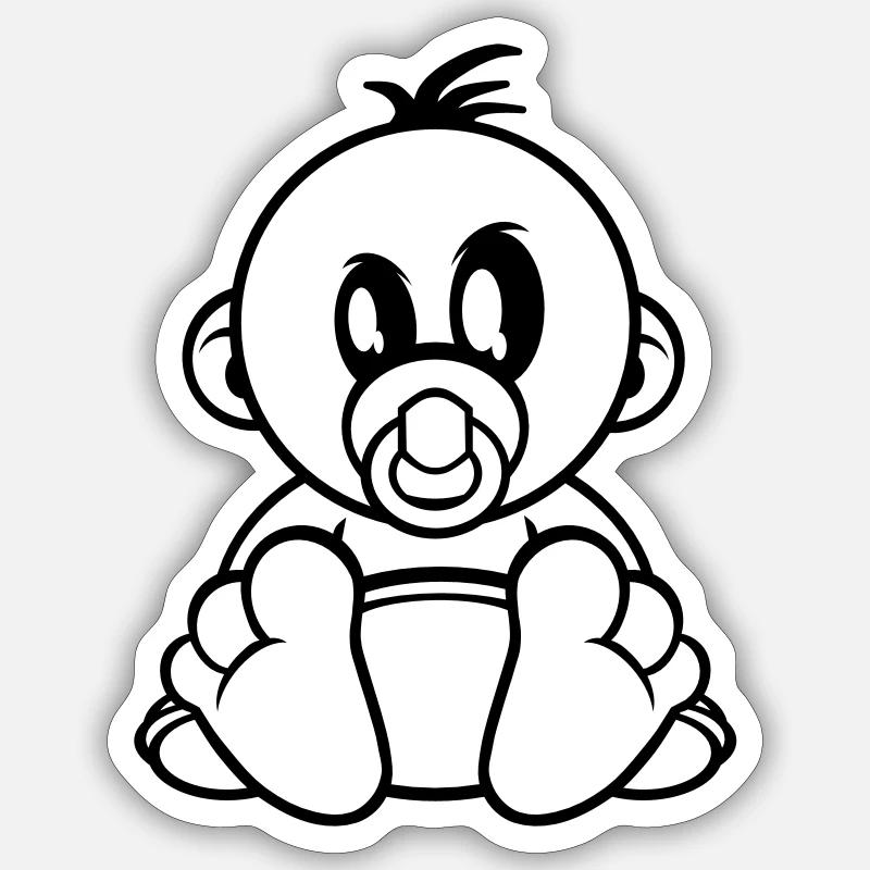 baby kleiner junge schnuller - Sticker taille S (10 x 10 cm) - blanc mat
