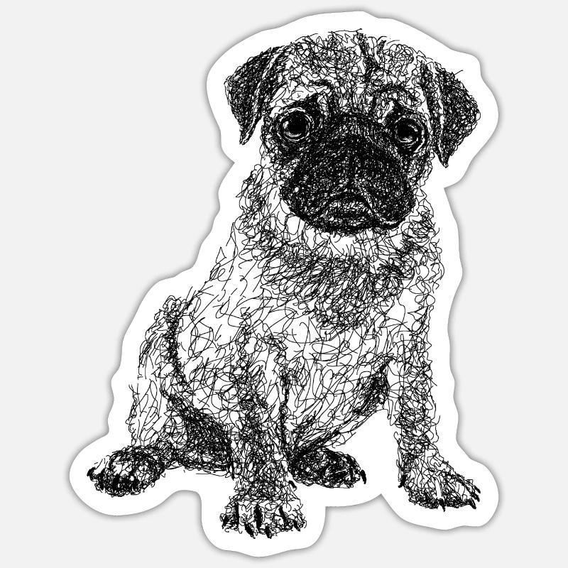 Mops - Sticker Größe S (10 x 10 cm) - Mattweiß