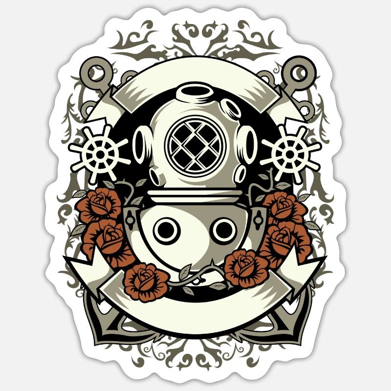 Diver plongeur Plongée Mer Eau Bateau Ancre Rose Sticker taille S (10 x 10 cm)