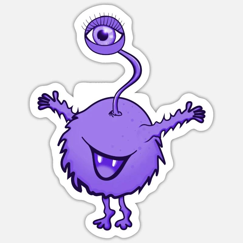 Monstre pourpre avec un oeil - Sticker taille S (10 x 10 cm) - blanc mat