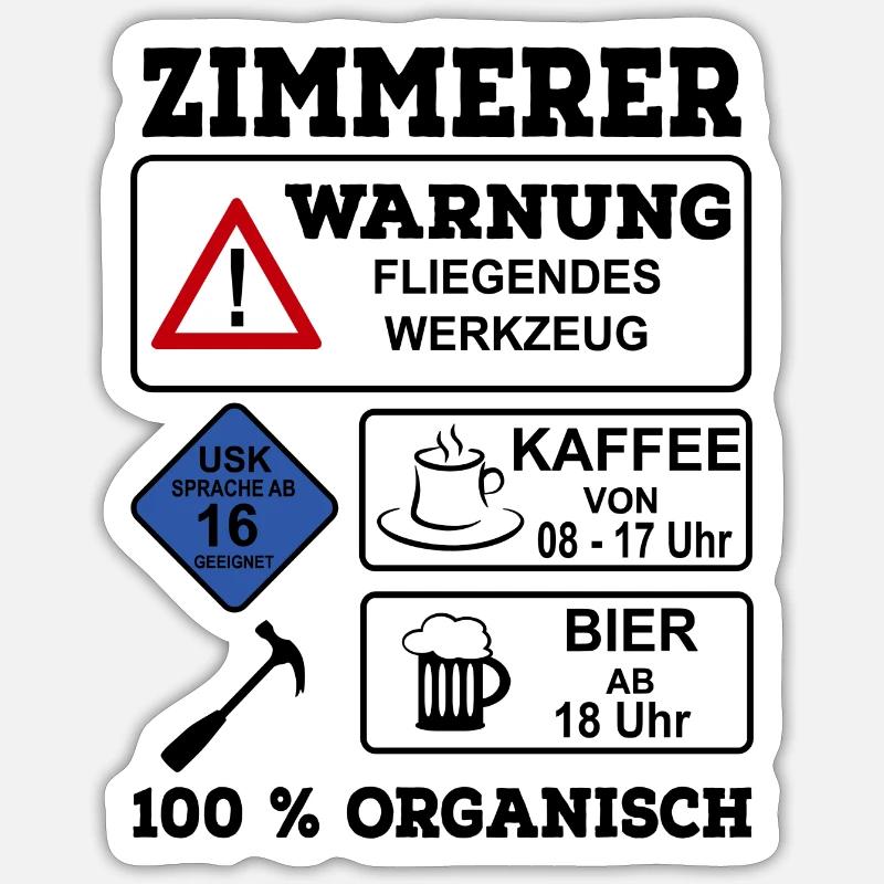 Zimmerer - Sticker Größe S (10 x 10 cm) - Mattweiß
