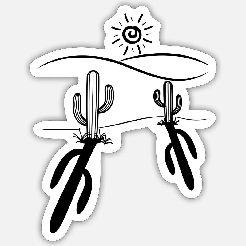cactus - Sticker taille S (10 x 10 cm) - blanc mat