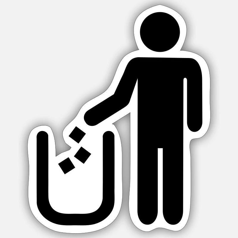 Müll Abfall - Sticker Größe S (10 x 10 cm) - Mattweiß