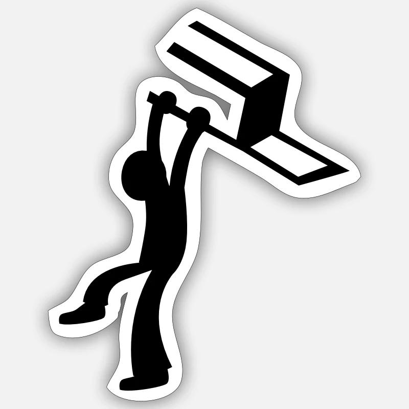 BAR Kampf, Mensch, Mann wirft einen Stuhl - Sticker Größe S (10 x 10 cm) - Mattweiß