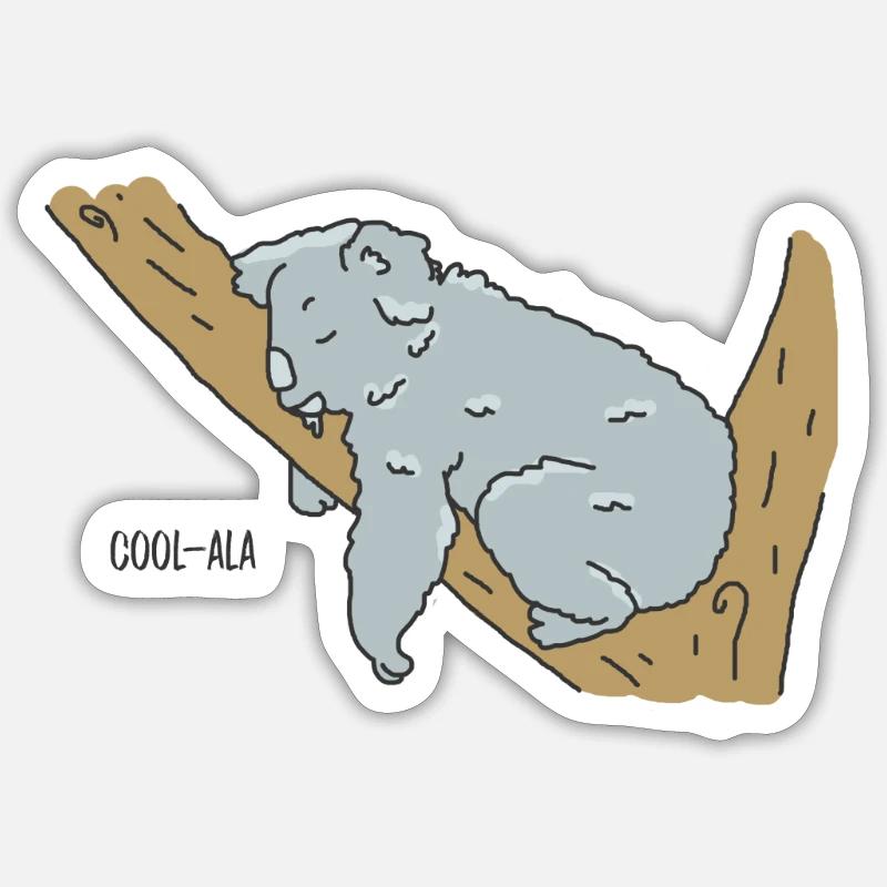 Sleeping Koala on Tree Branch Doodle Sticker size S (10 x 10 cm)