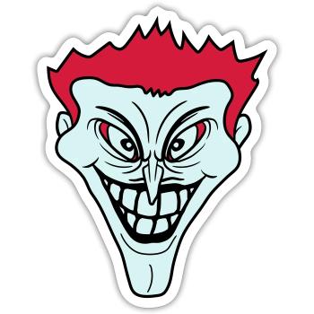 psycho psychopath verrueckt clown joker grinsen mu - Sticker Größe S (10 x 10 cm) - Mattweiß - Vorne