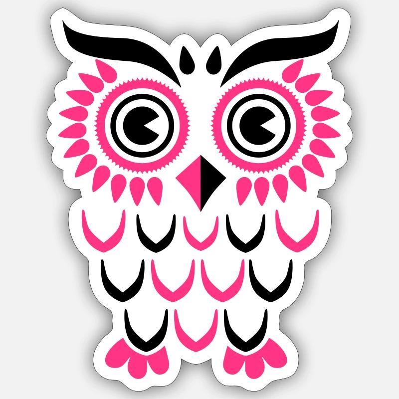 Owl Eule - Sticker taille S (10 x 10 cm) - blanc mat