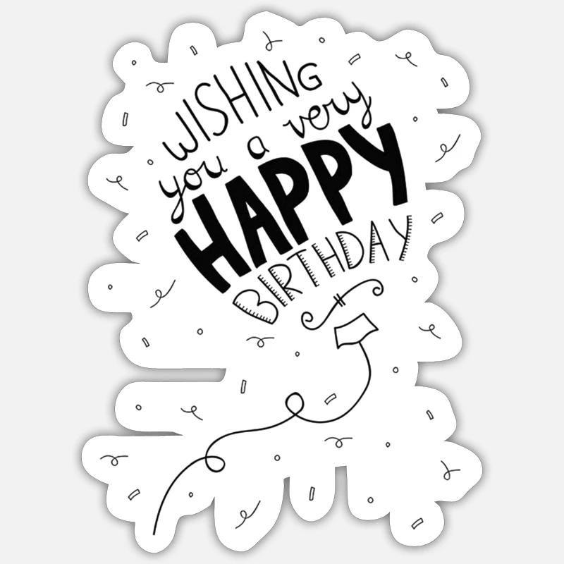 Glücklicher Bday - Sticker Größe S (10 x 10 cm) - Mattweiß