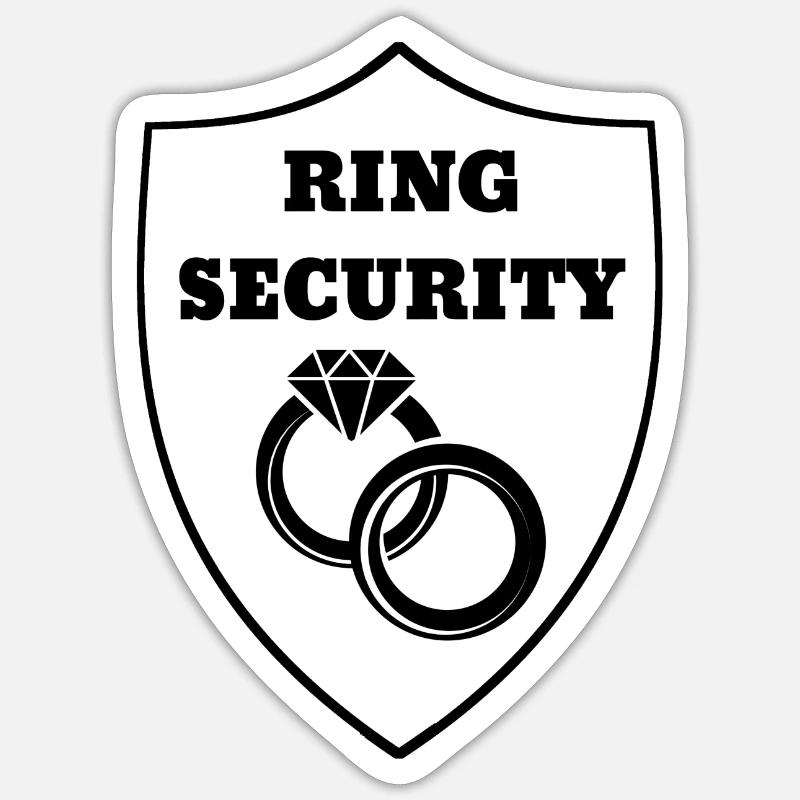 Ring Security JGA Junggesellenabschied Geschenk - Sticker Größe S (10 x 10 cm) - Mattweiß