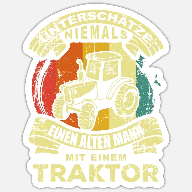 Traktor Opa - Sticker Größe S (10 x 10 cm) - Mattweiß