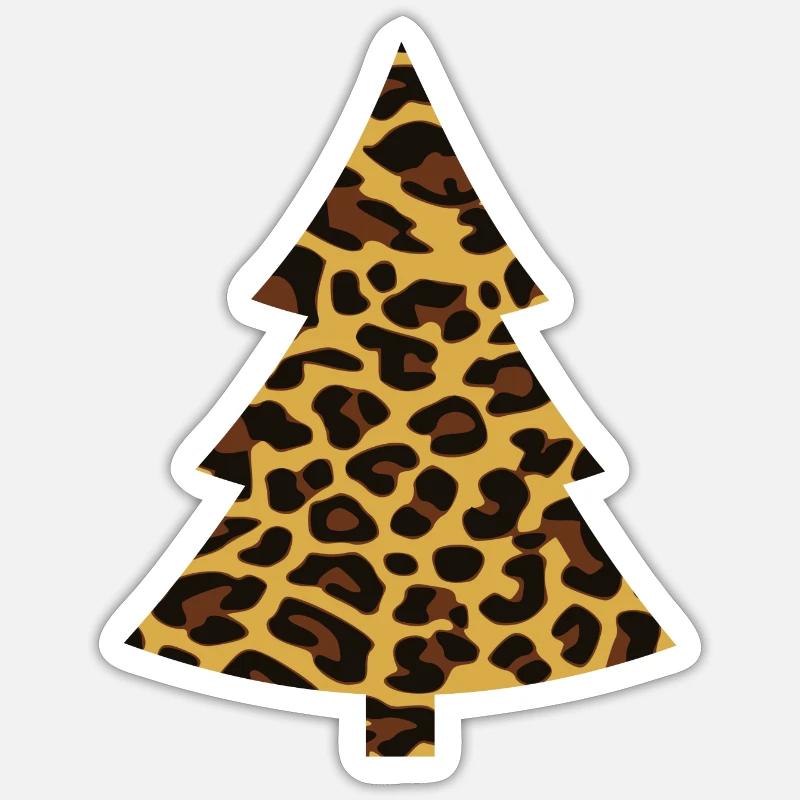 Weihnachtsbaum Leopard Sticker Größe S (10 x 10 cm)