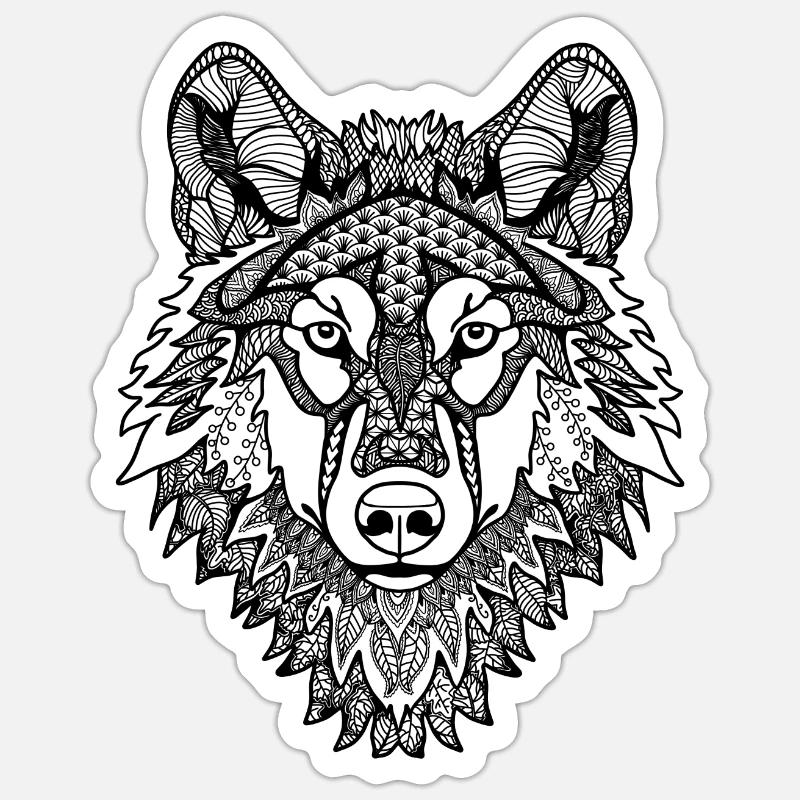 Mandala Wolf - Sticker size S (10 x 10 cm) - white matte