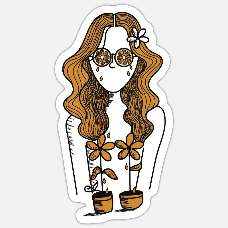 Fille de fleurs bizarre new Age hippie Sticker taille S (10 x 10 cm)