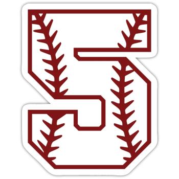 Baseball Zahl Softball Nummer 5 Geschenk cool - Sticker Größe S (10 x 10 cm) - Mattweiß - Vorne
