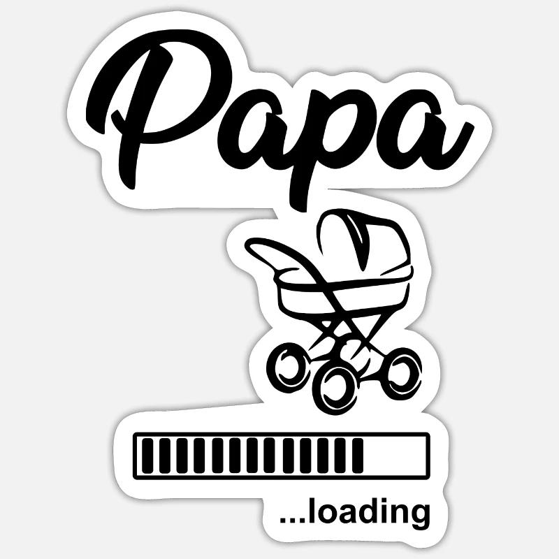 Papa loading 3- werdender Papa - Sticker Größe S (10 x 10 cm) - Mattweiß