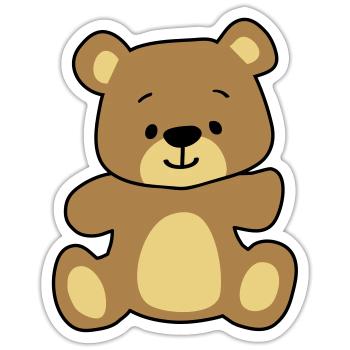 Teddybär - Sticker Größe S (10 x 10 cm) - Mattweiß - Vorne