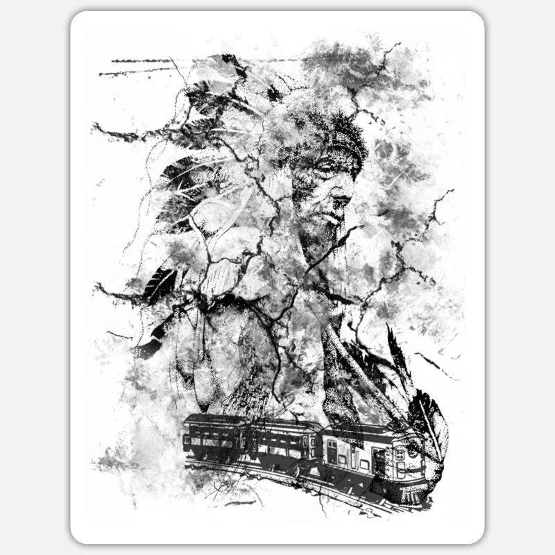 Amarican India Indianer - Sticker taille S (10 x 10 cm) - blanc mat