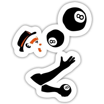 Jongleur Ball Billard 8 - Sticker Größe S (10 x 10 cm) - Mattweiß - Vorne
