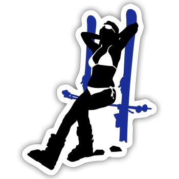 ski girl - Sticker taille S (10 x 10 cm) - blanc mat - Devant