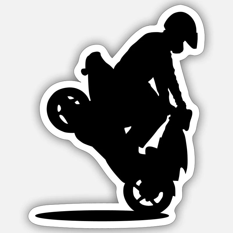roller stunt - Sticker taille S (10 x 10 cm) - blanc mat