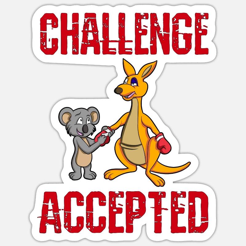 CHALLENGE ACCEPTED - Boxer Kangaroo + Koala Trainer Sticker size S (10 x 10 cm)