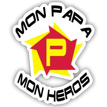 Mon papa mon héros - Sticker size S (10 x 10 cm) - white matte - Front