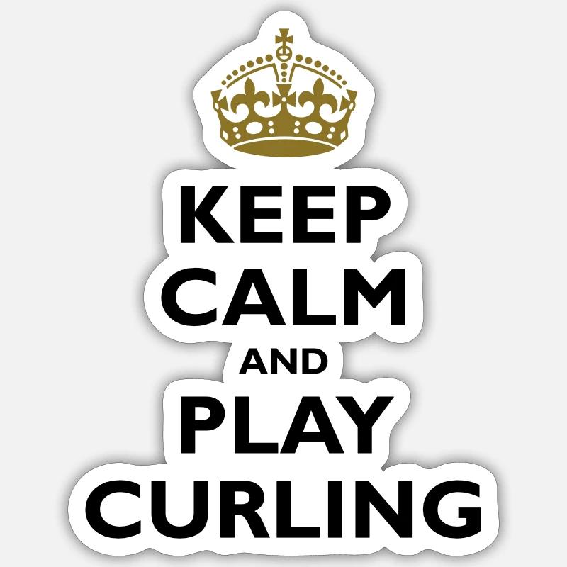 Keep calm and play curling - Sticker Größe S (10 x 10 cm) - Mattweiß