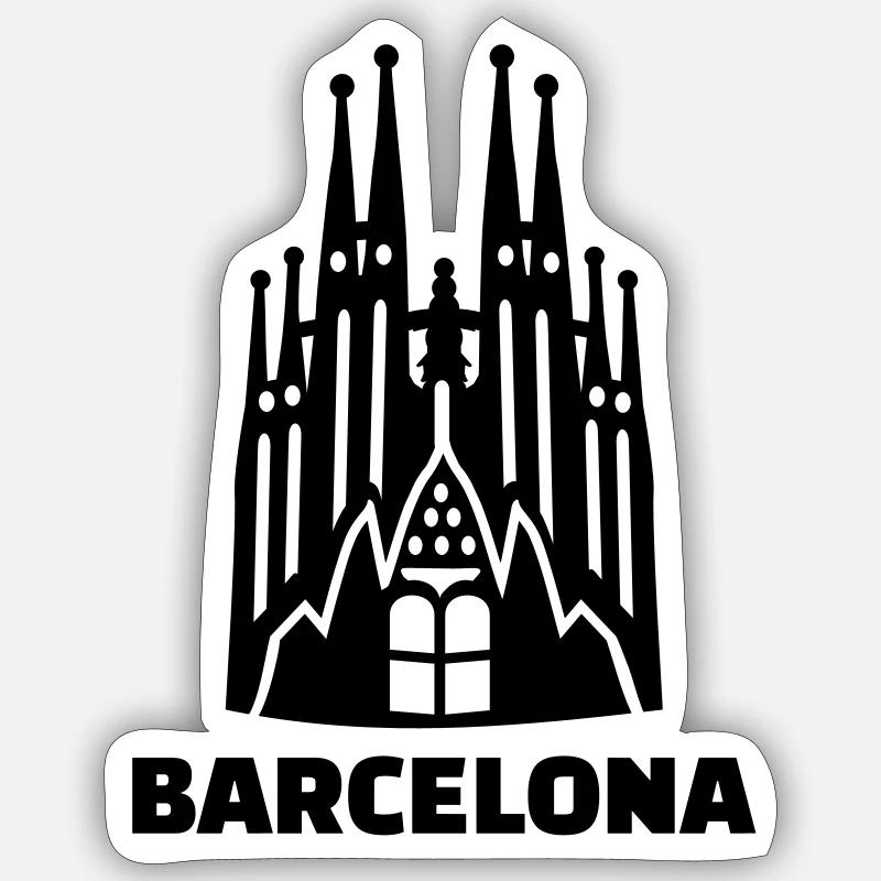 Barcelone - Sticker taille S (10 x 10 cm) - blanc mat