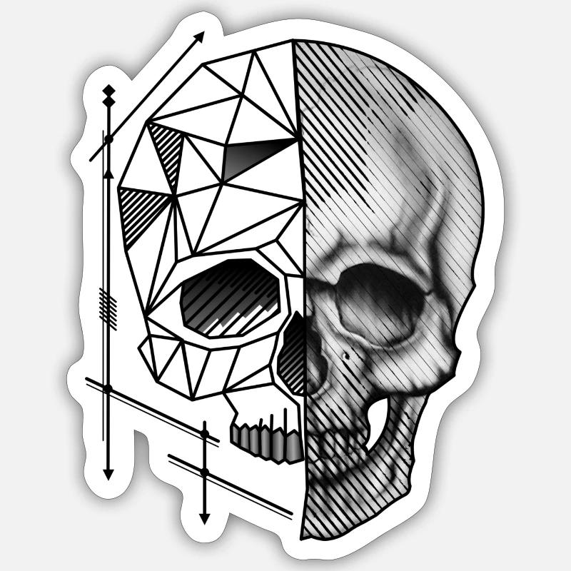 Polygone de crâne - Sticker taille S (10 x 10 cm) - blanc mat