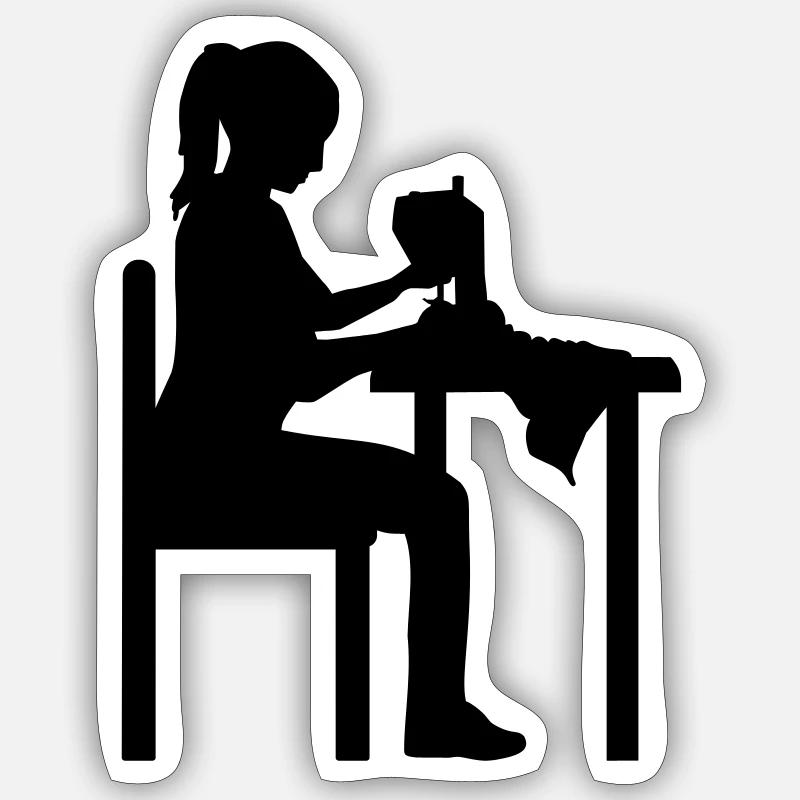 Nähen - Sticker Größe S (10 x 10 cm) - Mattweiß