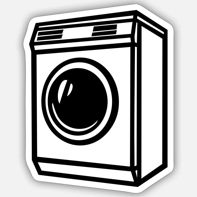 Machine à laver - Sticker taille S (10 x 10 cm) - blanc mat