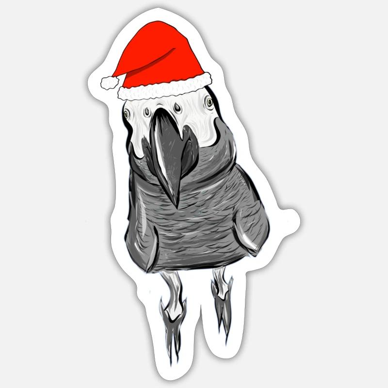 Graupapagei Geschenkidee Weihnachten - Sticker Größe S (10 x 10 cm) - Mattweiß