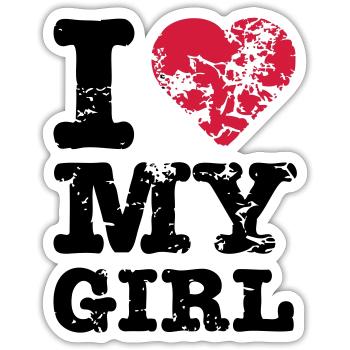I Love My Girl - Sticker size S (10 x 10 cm) - white matte - Front