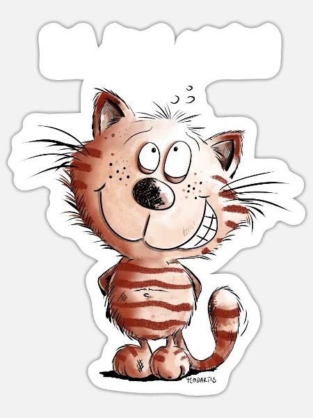 Je ne chat pas je chat motif BD cadeau - Sticker taille S (10 x 10 cm) - blanc mat
