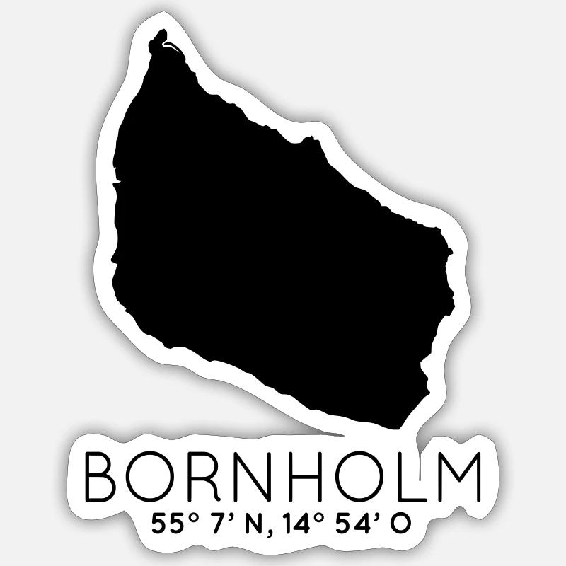 Bornholm koordinerer Danmarks ø-ferie Danmark - Sticker størrelse S (10 x 10 cm) - mat hvid