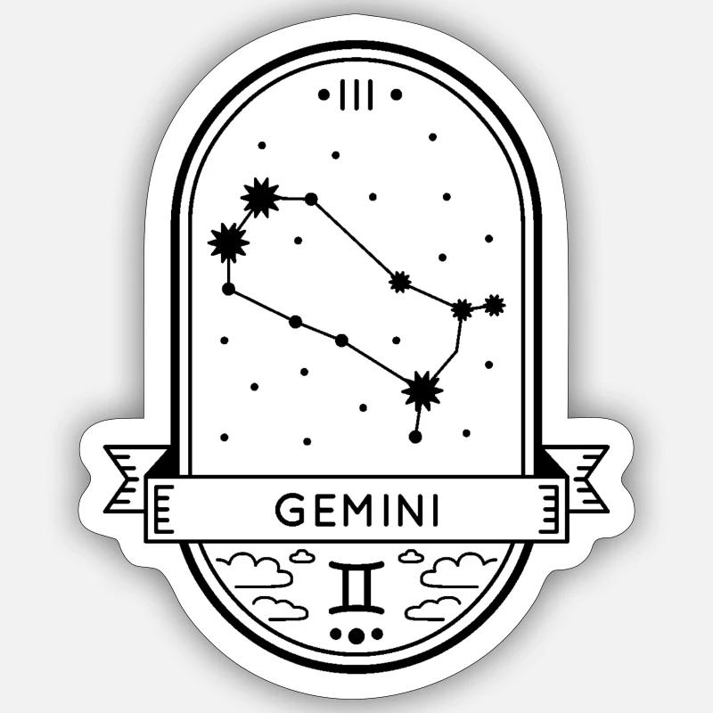 Horoscope de la constellation du zodiaque Gemini Gemini - Sticker taille S (10 x 10 cm) - blanc mat