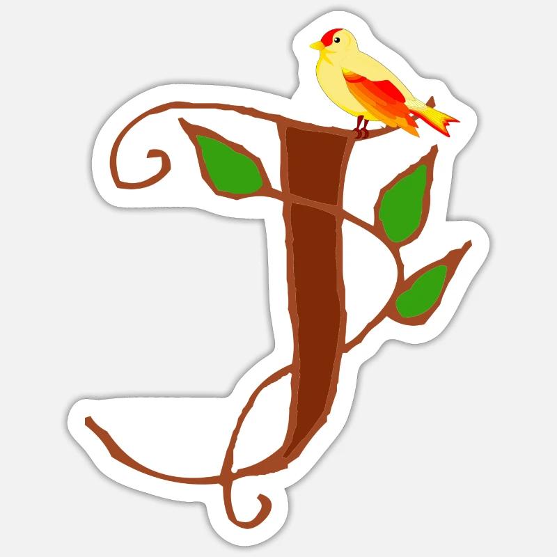 canari j - Sticker taille S (10 x 10 cm) - blanc mat