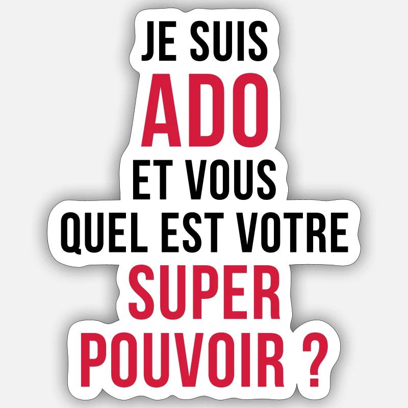 adolescent / enfant / ado / adolescente - Sticker taille S (10 x 10 cm) - blanc mat