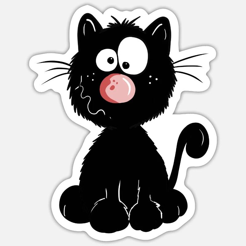 Chat Noir - Sticker taille S (10 x 10 cm) - blanc mat