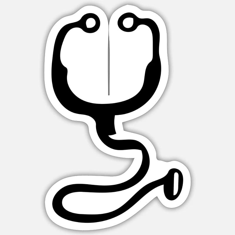 stéthoscope - Sticker taille S (10 x 10 cm) - blanc mat
