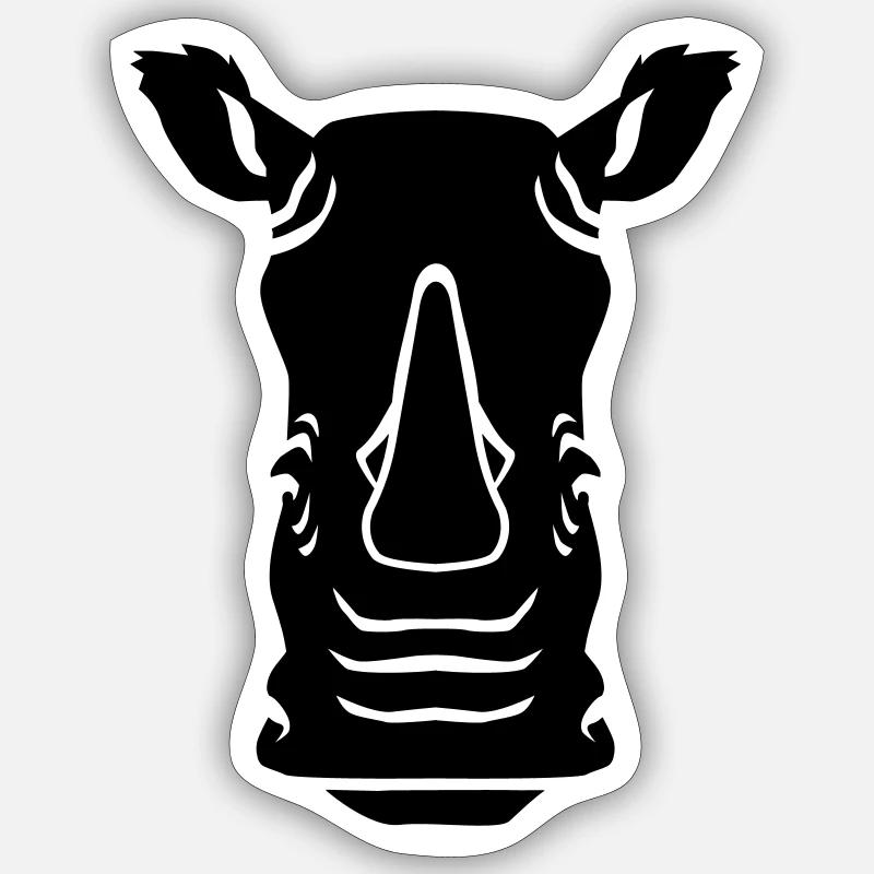 Nashorn - Sticker Größe S (10 x 10 cm) - Mattweiß