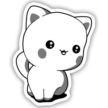 Chaton chibi kawaii - Sticker taille S (10 x 10 cm) - blanc mat - Devant