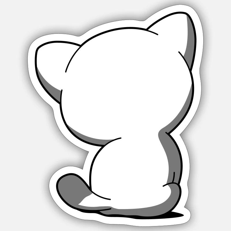 Chaton chibi dos Sticker taille S (10 x 10 cm)